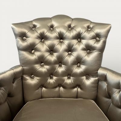 Rene Prou French Pair of Button Back Small Armchairs circa 1940 attributed to Ren e Prou