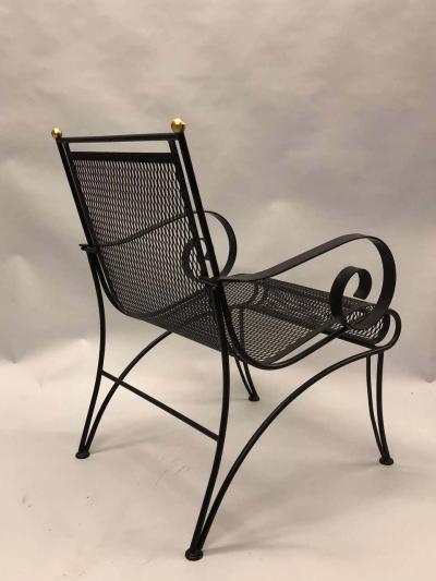Rene Prou Midcentury Partial Gilt Wrought Iron Lounge Chairs Attributed to Ren Prou Pair