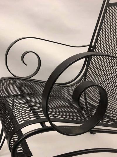 Rene Prou Midcentury Partial Gilt Wrought Iron Lounge Chairs Attributed to Ren Prou Pair