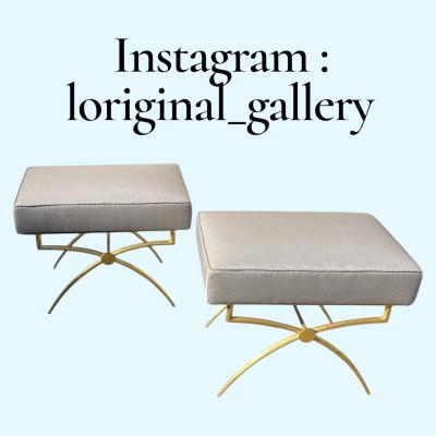 Rene Prou Pair of 1940s wrought iron stools by Ren Prou