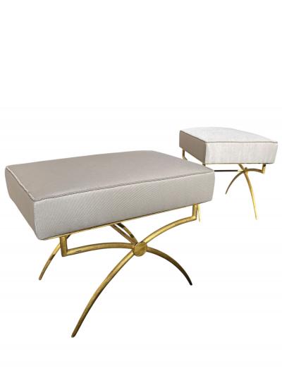 Rene Prou Pair of 1940s wrought iron stools by Ren Prou