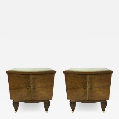 Rene Prou Pair of Mid Century Modern Neoclassical Side Tables Nightstands Rene Prou