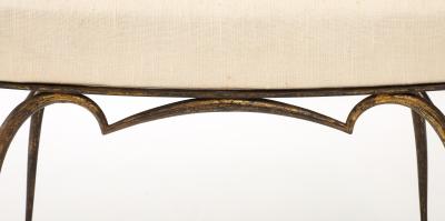 Rene Prou Ren Prou Gilt Upholstered Stool Tapered Legs Spherical Feet France c 1940 s