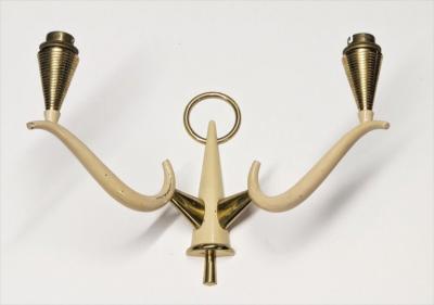 Rene Prou Ren Prou Style Pair of Two Branch Sconces