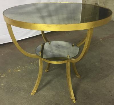Rene Prou Rene Prou Charming 2 Tier Gold Leaf Wrought Iron Center or Dining Table