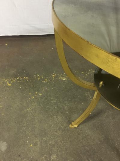 Rene Prou Rene Prou Charming 2 Tier Gold Leaf Wrought Iron Center or Dining Table