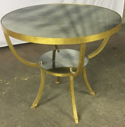 Rene Prou Rene Prou Charming 2 Tier Gold Leaf Wrought Iron Center or Dining Table