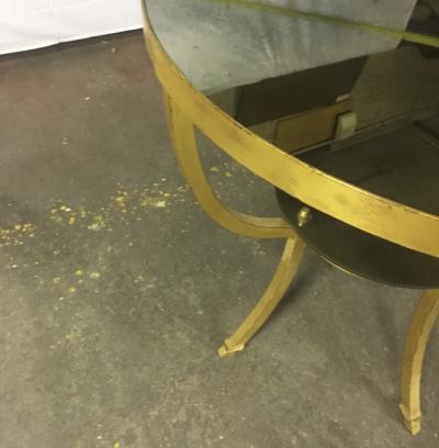 Rene Prou Rene Prou Charming 2 Tier Gold Leaf Wrought Iron Center or Dining Table