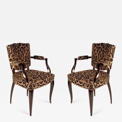 Rene Prou Rene Prou Pair of Open Sided Armchairs