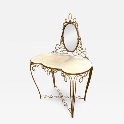 Rene Prou Rene Prou Stunning gold leaf wrought iron vanity desk with parchment top