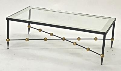 Rene Prou Rene Prou big wrought iron coffee table with gold leaf ball base