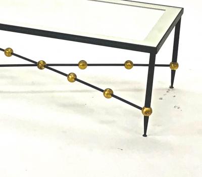 Rene Prou Rene Prou big wrought iron coffee table with gold leaf ball base