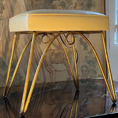 Rene Prou Rene Prou gold leaf wrought iron stool