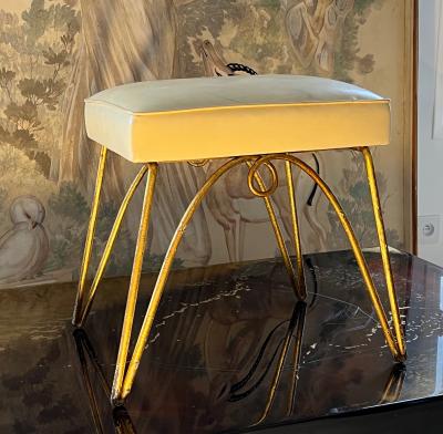 Rene Prou Rene Prou gold leaf wrought iron stool
