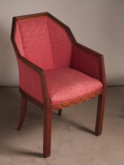 Rene Prou Rene Prou pair of Cubist armchairs