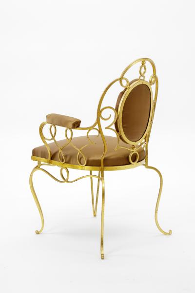 Rene Prou Rene Prou pair of gold leaf wrought iron arm chairs