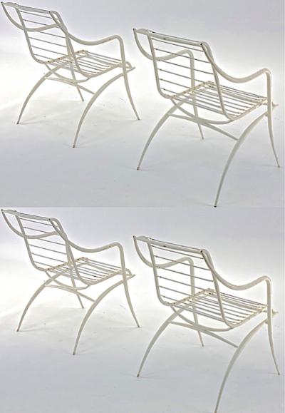 Rene Prou Rene Prou rarest set of 4 outdoor chairs in vintage condition