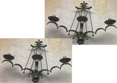 Rene Prou Rene Prou refined pair of wrought iron 3 light sconces