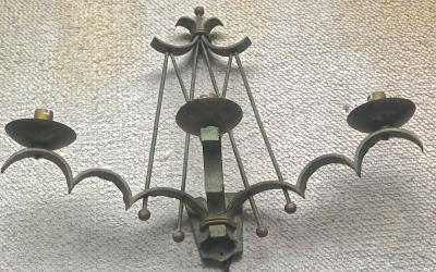 Rene Prou Rene Prou refined pair of wrought iron 3 light sconces