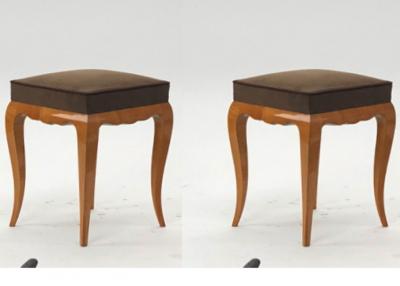Rene Prou Rene Prou refined solid sycamore pair of stools
