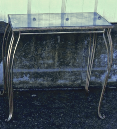 Rene Prou Rene Prou superb refined gold leaf wrought iron pair of tables