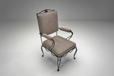 Rene Prou Set of Three Armchairs with Metal Frames by Ren Prou Attr France ca 1940s