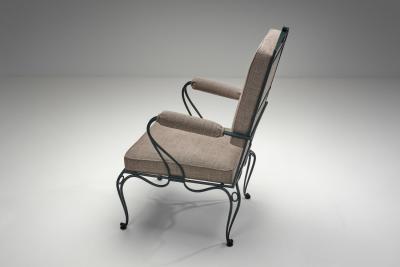 Rene Prou Set of Three Armchairs with Metal Frames by Ren Prou Attr France ca 1940s