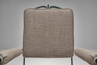 Rene Prou Set of Three Armchairs with Metal Frames by Ren Prou Attr France ca 1940s