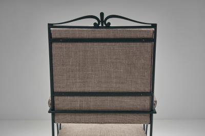 Rene Prou Set of Three Armchairs with Metal Frames by Ren Prou Attr France ca 1940s