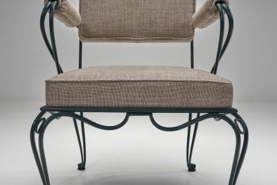Rene Prou Set of Three Armchairs with Metal Frames by Ren Prou Attr France ca 1940s
