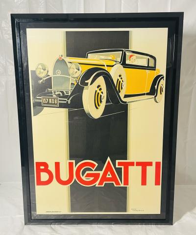 Rene Vincent Bugatti Type 46 Art Deco Lithograph Poster by Ren Vincent Framed