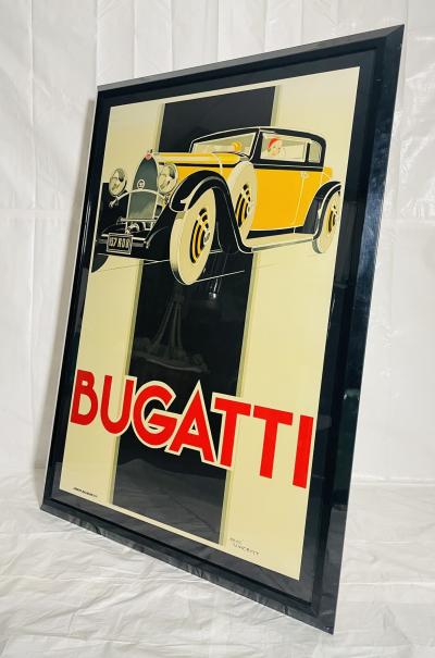 Rene Vincent Bugatti Type 46 Art Deco Lithograph Poster by Ren Vincent Framed