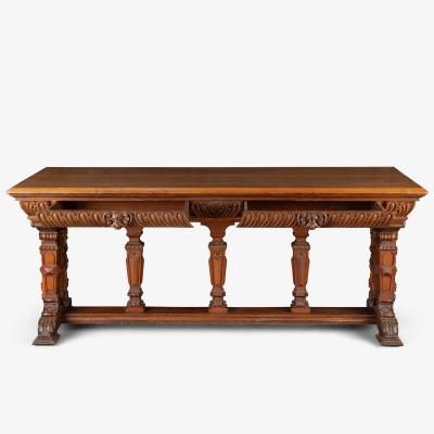 Rensaissance Revival Style Partners Table Foyer Desk in Walnut