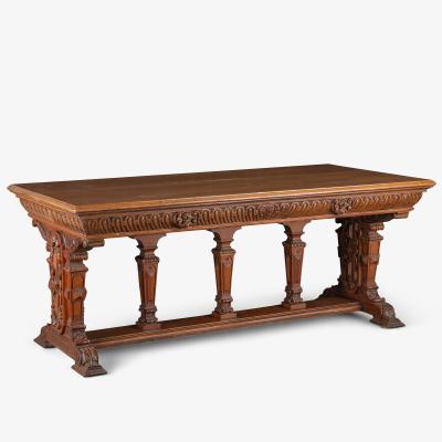 Rensaissance Revival Style Partners Table Foyer Desk in Walnut