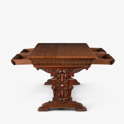 Rensaissance Revival Style Partners Table Foyer Desk in Walnut
