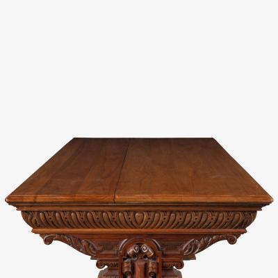 Rensaissance Revival Style Partners Table Foyer Desk in Walnut