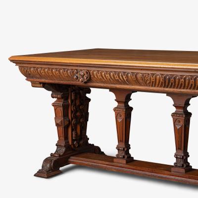 Rensaissance Revival Style Partners Table Foyer Desk in Walnut