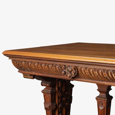 Rensaissance Revival Style Partners Table Foyer Desk in Walnut
