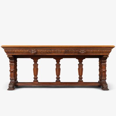 Rensaissance Revival Style Partners Table Foyer Desk in Walnut