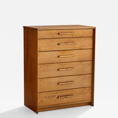 Renzo Rutili Chest of Drawers with Maple and Brass USA 1940s