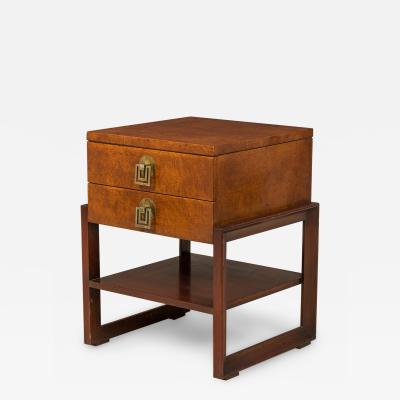 Renzo Rutili Renzo Rutili for Johnson Furniture Co American Burl Wood Nightstand