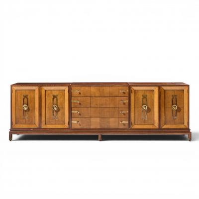 Renzo Rutili Renzo Rutili for Johnson Furniture Mid Century Walnut and Brass Credenza