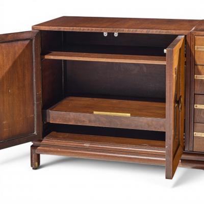Renzo Rutili Renzo Rutili for Johnson Furniture Mid Century Walnut and Brass Credenza