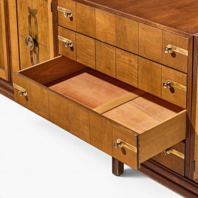Renzo Rutili Renzo Rutili for Johnson Furniture Mid Century Walnut and Brass Credenza