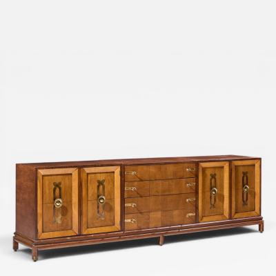 Renzo Rutili Renzo Rutili for Johnson Furniture Mid Century Walnut and Brass Credenza