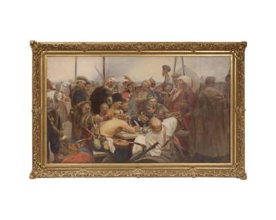 Reply of the Zaporozhian Cossacks to Sultan Mehmed IV Painting after Ilya Repin