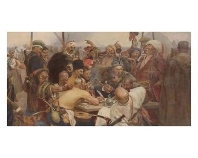 Reply of the Zaporozhian Cossacks to Sultan Mehmed IV Painting after Ilya Repin