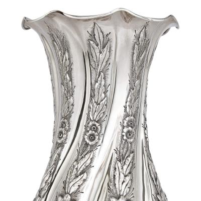 Repousse Peruvian silver bouquet vase