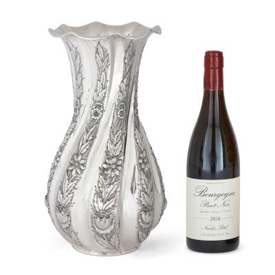 Repousse Peruvian silver bouquet vase