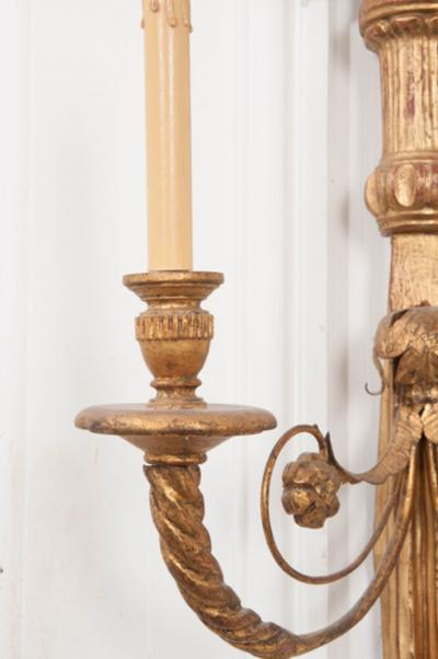 Reproduction Louis XVI Style Giltwood Two Arm Sconce